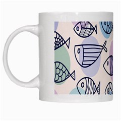 Love Fish Seaworld Swim Blue White Sea Water Cartoons Rainbow Polka Dots White Mugs by Mariart