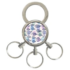 Love Fish Seaworld Swim Blue White Sea Water Cartoons Rainbow Polka Dots 3-ring Key Chains