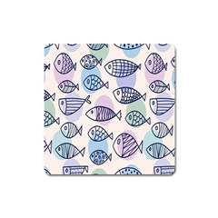 Love Fish Seaworld Swim Blue White Sea Water Cartoons Rainbow Polka Dots Square Magnet by Mariart