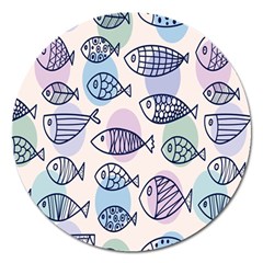 Love Fish Seaworld Swim Blue White Sea Water Cartoons Rainbow Polka Dots Magnet 5  (round) by Mariart