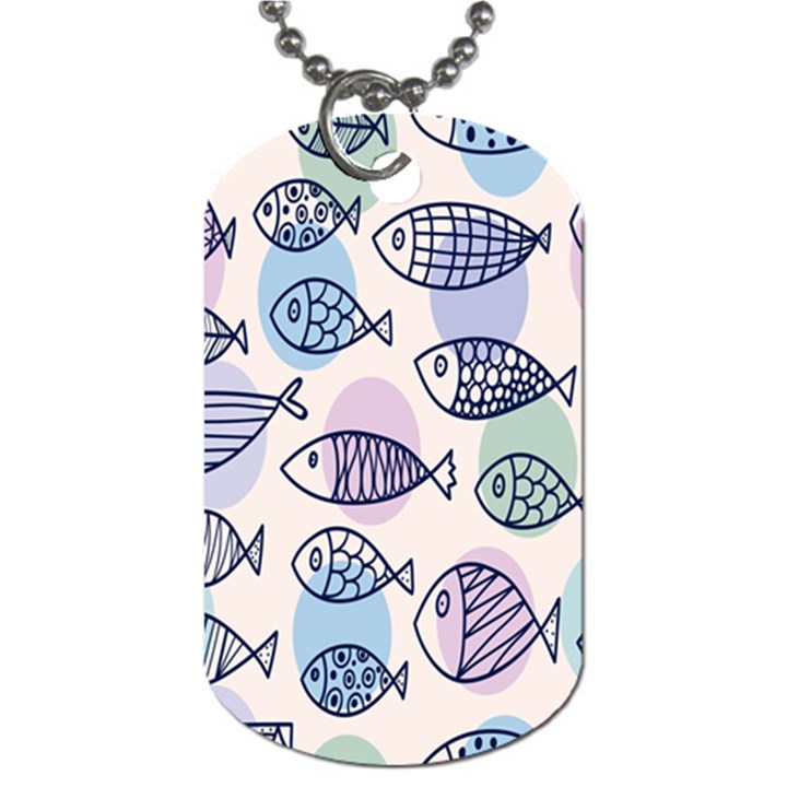 Love Fish Seaworld Swim Blue White Sea Water Cartoons Rainbow Polka Dots Dog Tag (One Side)