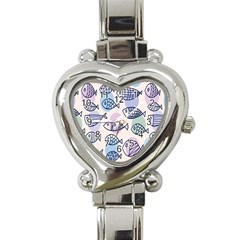 Love Fish Seaworld Swim Blue White Sea Water Cartoons Rainbow Polka Dots Heart Italian Charm Watch