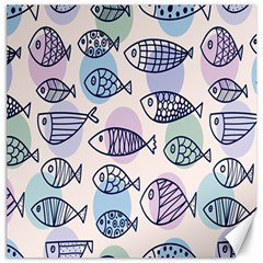 Love Fish Seaworld Swim Blue White Sea Water Cartoons Rainbow Polka Dots Canvas 12  X 12   by Mariart