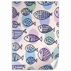 Love Fish Seaworld Swim Blue White Sea Water Cartoons Rainbow Polka Dots Canvas 12  X 18   by Mariart