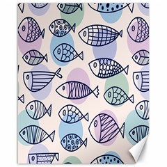 Love Fish Seaworld Swim Blue White Sea Water Cartoons Rainbow Polka Dots Canvas 16  X 20   by Mariart