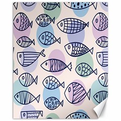 Love Fish Seaworld Swim Blue White Sea Water Cartoons Rainbow Polka Dots Canvas 11  X 14   by Mariart