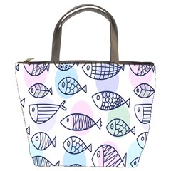 Love Fish Seaworld Swim Blue White Sea Water Cartoons Rainbow Polka Dots Bucket Bags by Mariart