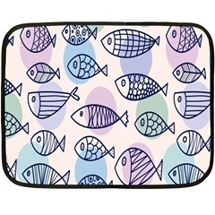 Love Fish Seaworld Swim Blue White Sea Water Cartoons Rainbow Polka Dots Fleece Blanket (mini) by Mariart