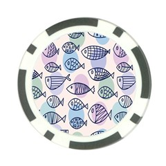 Love Fish Seaworld Swim Blue White Sea Water Cartoons Rainbow Polka Dots Poker Chip Card Guard (10 Pack)