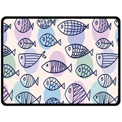 Love Fish Seaworld Swim Blue White Sea Water Cartoons Rainbow Polka Dots Fleece Blanket (large)  by Mariart