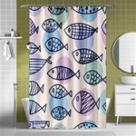 Love Fish Seaworld Swim Blue White Sea Water Cartoons Rainbow Polka Dots Shower Curtain 48  x 72  (Small)  Curtain(48  X 72 ) - 42.18 x64.8  Curtain(48  X 72 )