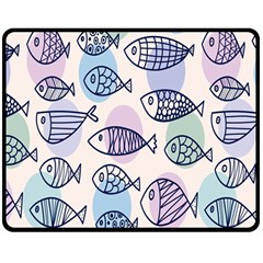 Love Fish Seaworld Swim Blue White Sea Water Cartoons Rainbow Polka Dots Double Sided Fleece Blanket (medium)  by Mariart