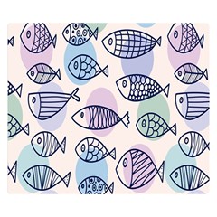 Love Fish Seaworld Swim Blue White Sea Water Cartoons Rainbow Polka Dots Double Sided Flano Blanket (small)  by Mariart