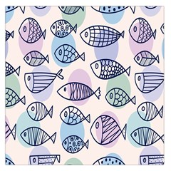 Love Fish Seaworld Swim Blue White Sea Water Cartoons Rainbow Polka Dots Large Satin Scarf (square)