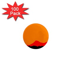 Mountains Natural Orange Red Black 1  Mini Magnets (100 Pack)  by Mariart