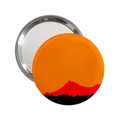 Mountains Natural Orange Red Black 2 25  Handbag Mirrors by Mariart