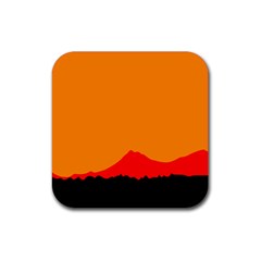 Mountains Natural Orange Red Black Rubber Coaster (square) 