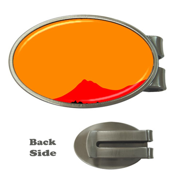 Mountains Natural Orange Red Black Money Clips (Oval) 