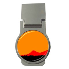 Mountains Natural Orange Red Black Money Clips (round)  by Mariart