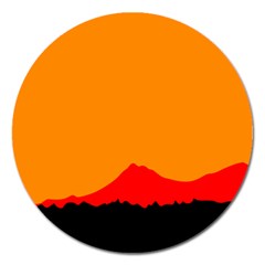 Mountains Natural Orange Red Black Magnet 5  (round) by Mariart