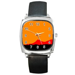 Mountains Natural Orange Red Black Square Metal Watch by Mariart