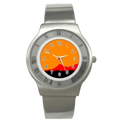 Mountains Natural Orange Red Black Stainless Steel Watch by Mariart