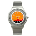 Mountains Natural Orange Red Black Stainless Steel Watch Front