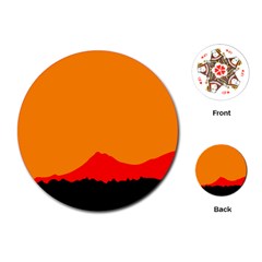 Mountains Natural Orange Red Black Playing Cards (round) 