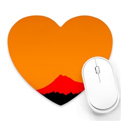 Mountains Natural Orange Red Black Heart Mousepads by Mariart