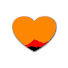 Mountains Natural Orange Red Black Rubber Coaster (heart) 