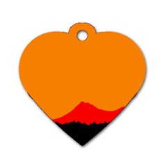 Mountains Natural Orange Red Black Dog Tag Heart (one Side) by Mariart