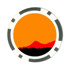 Mountains Natural Orange Red Black Poker Chip Card Guard