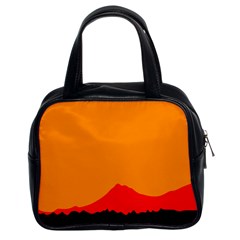 Mountains Natural Orange Red Black Classic Handbags (2 Sides)