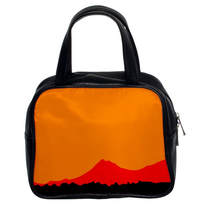 Mountains Natural Orange Red Black Classic Handbags (2 Sides)