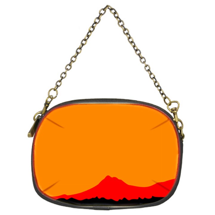 Mountains Natural Orange Red Black Chain Purses (Two Sides) 