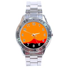 Mountains Natural Orange Red Black Stainless Steel Analogue Watch by Mariart