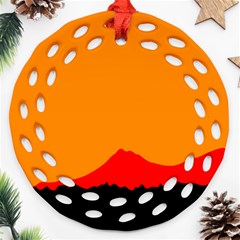 Mountains Natural Orange Red Black Ornament (round Filigree)