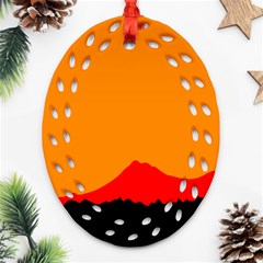 Mountains Natural Orange Red Black Ornament (oval Filigree) by Mariart