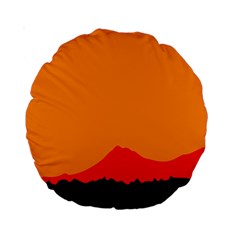 Mountains Natural Orange Red Black Standard 15  Premium Round Cushions