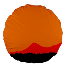 Mountains Natural Orange Red Black Large 18  Premium Round Cushions by Mariart