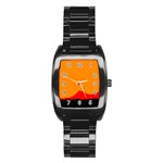 Mountains Natural Orange Red Black Stainless Steel Barrel Watch Front