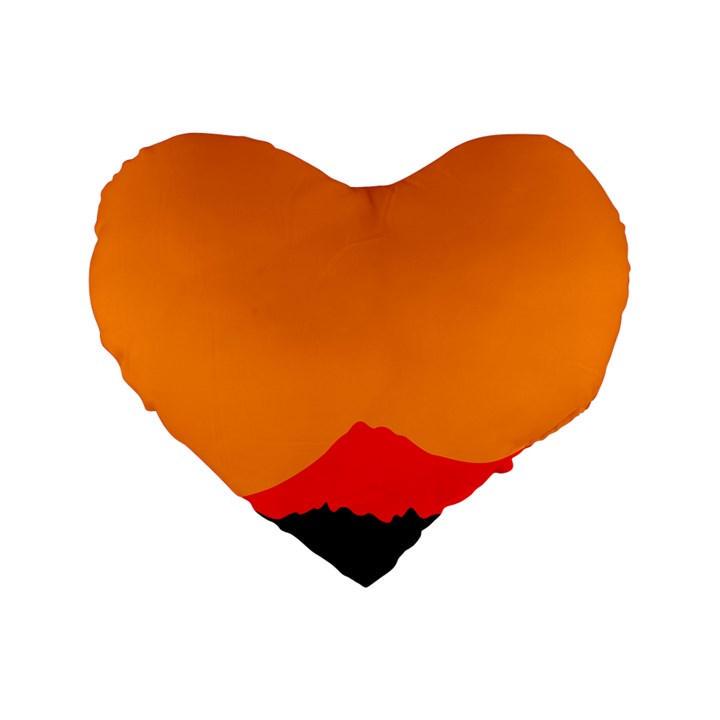 Mountains Natural Orange Red Black Standard 16  Premium Flano Heart Shape Cushions