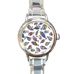 Love Fish Seaworld Swim Rainbow Cartoons Round Italian Charm Watch