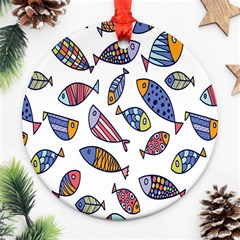 Love Fish Seaworld Swim Rainbow Cartoons Ornament (round)