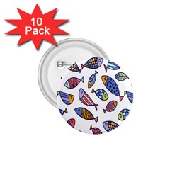 Love Fish Seaworld Swim Rainbow Cartoons 1 75  Buttons (10 Pack)