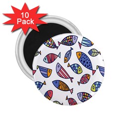 Love Fish Seaworld Swim Rainbow Cartoons 2 25  Magnets (10 Pack) 