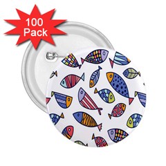 Love Fish Seaworld Swim Rainbow Cartoons 2 25  Buttons (100 Pack) 