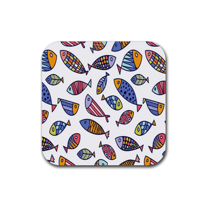 Love Fish Seaworld Swim Rainbow Cartoons Rubber Coaster (Square) 