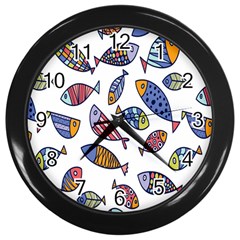 Love Fish Seaworld Swim Rainbow Cartoons Wall Clocks (black) by Mariart