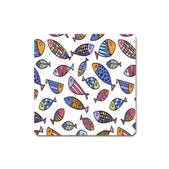 Love Fish Seaworld Swim Rainbow Cartoons Square Magnet